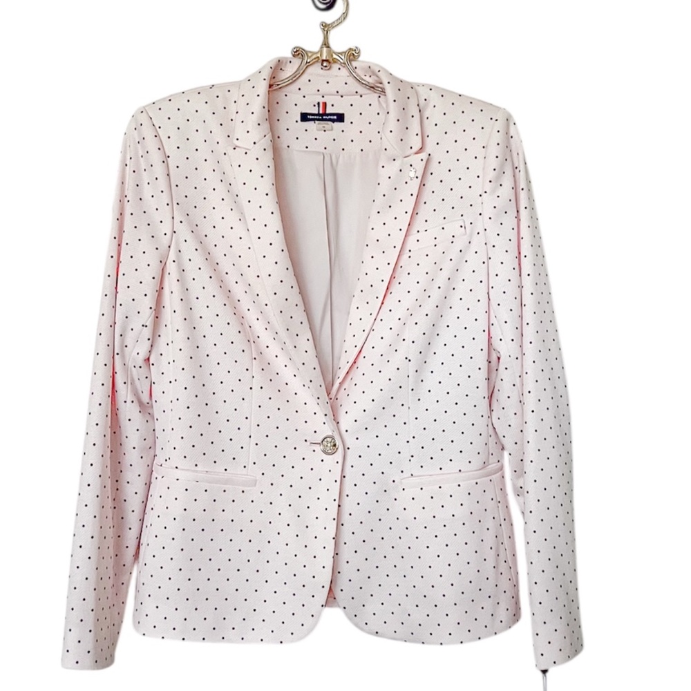 NWT Tommy Hilfiger Pale Pink Pink Polka Dot Single Button Blazer  Size 10